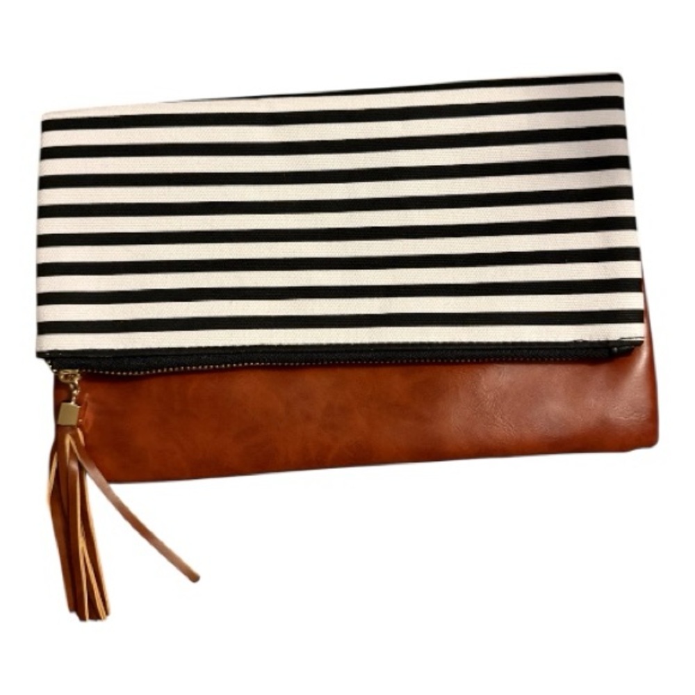 Striped Black and White Clutch